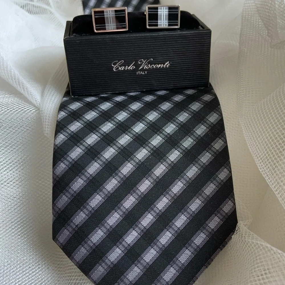 Carlo Visconti Tie and Cufflinks Gift Box Set / Italian Design / Ties / Cufflink
